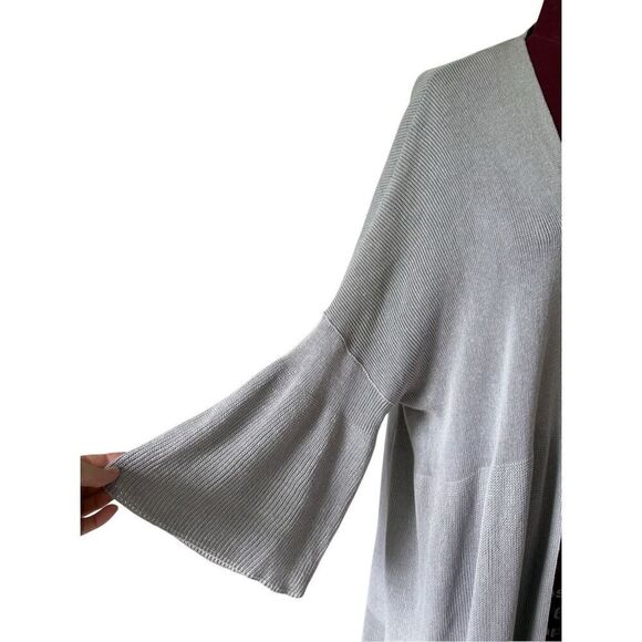 Free People Making Waves Cardigan Sweater size XS Gray Midi Linen Cotton - Picture 11 of 12